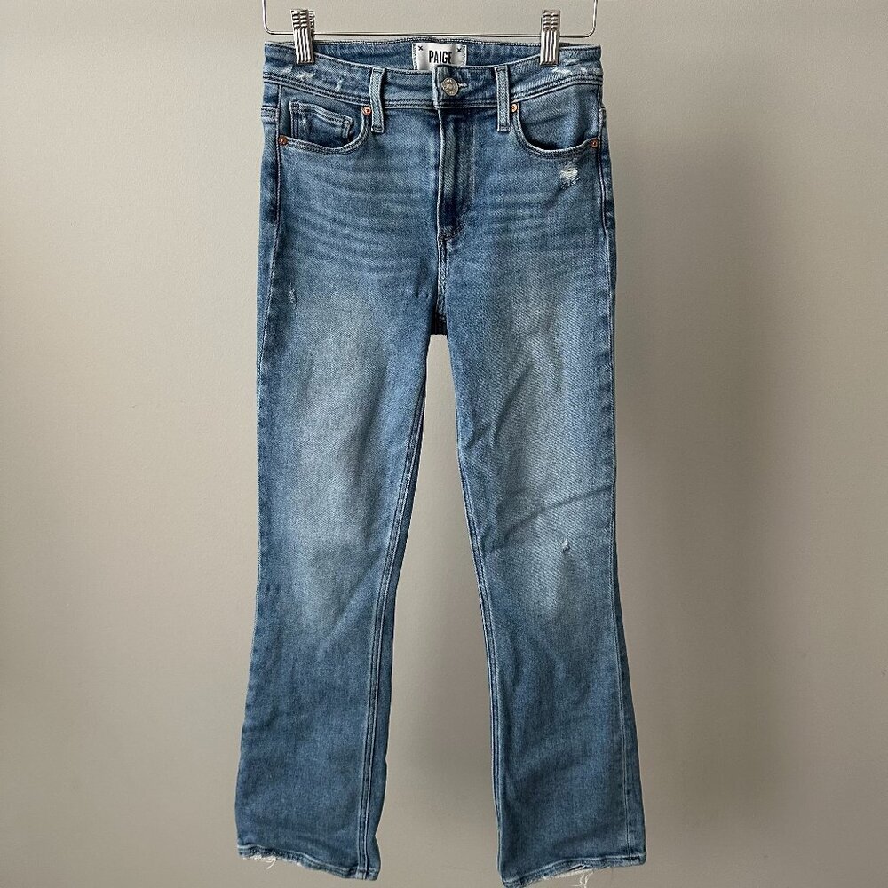PAIGE Women's High Rise Blue Distressed Jeans